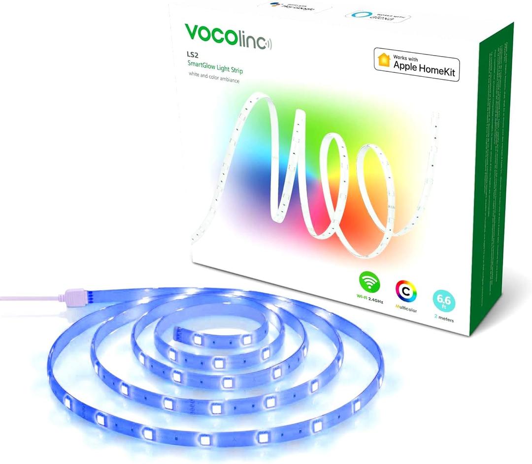 VOCOlinc LED Strip Light Works with Apple HomeKit Siri Alexa Google Assistant 5050 RGB LED Lights for Bedroom Smart Wi-Fi Multicolor App-dimmable for Christmas Decorating Voice Control No Hub Required