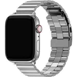 Fullmosa Compatible with Apple Watch Metal Bands 49mm 46mm 45mm 44mm 42mm 41mm 40mm 38mm, Stainless Steel iWatch Band Men Women for Apple Watch Series 11 10 9 8 7 6 5 4 3 2 1, Ultra3/2/1, SE3/2/1 (Silver)
