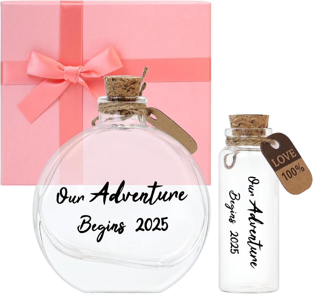 2 Pcs Honeymoon Sand Keepsake Jar -Our Adventure Begins 2025, Engagement, Wedding, Bridal Shower Gift, Romantic Honeymoon Gifts for Newlywed Couple