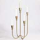 5-Candle Metal Candelabra Candlestick Holders - Tall Candle Holder Wedding Event - Dinner Candle Stand, Brass Gold