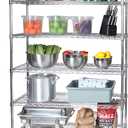 Seville Classics UltraDurable Heavy Duty NSF Solid Steel Wire Rack Storage Unit Wheels, 6-Tier Shelving, 48" W x 18" D