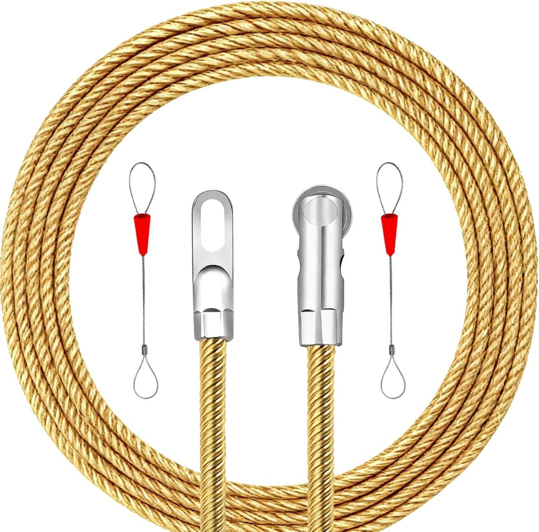 18ft Roller Fish Tape Cable Puller Kit with 2 Fish Tape Fastener,Electrical Wire Pulling Tools,Wire Snake for Running Wire,Electrician fishtape,Fishing Tape Wire Puller Short,Through Wall Wire Guide