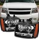 AKKON - For Black Bezel 07-13 Suburban Tahoe Avalanche Headlights Front Lamps Direct Replacement Left + Right, Low Beam: H11, High Beam: 9005, Car Vehicle Light Assembly, Black Housing