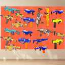 Peg Board For Nerf Guns, Peg Board For Hanging Nerf Guns, Toy Gun Storage, 4 Peg Board 13"x 13" For Nerf Guns, Toy Gun Storage Organizer Compatible with Blasters Nerf (Orange)