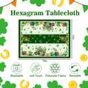 Hexagram St Patricks Day Tablecloth 52 x 70 Inch, Green St Patrick's Day Rectangle Shamrocks Table Cloth Gnome Truck Cover for Party Home Dinner Decor
