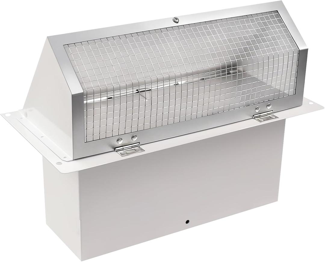 Wall Vent Cap for Microwave & Range Exhaust Vent Hood, 3-1/4" x 10" Exhaust Vent, White, for Kitchen Bathroom RV Exterior Duct Ventilation