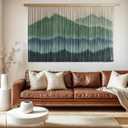 laddawan Extra Large Macrame Wall Hanging Dip-Dyed Tapestry Modern Wooden Home Wall Art For Living room Boho Handmade Wall Decor For Bedroom (Green)