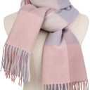 Womens Scarf Winter Blanket Large Scarves Thick Soft Warm Plaid Chunky Scarfs (D-mix Light Pink)