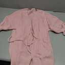 PRETTYGARDEN Women's Tie Front Bow Cardigan Sweaters Chunky Knit Long Puff Sleeve Trendy Fall Winter Jacket Coats (Medium, Pink)