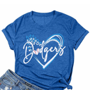 ALLTB Baseball Shirt for Women Baseball Mom Shirt Baseball Heart Graphic Tee Game Day Short Sleeve Tops L