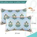 Coastal Indoor Outdoor Lumbar Pillow Cover ONLY, 12"x20" Water Repellent for Couch, Patio, Backyard, Baby Blue Orange Floral with Piping