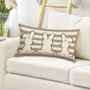 GOOESING Easter Bunny Pillow Covers 20x30 Inch Gray Stripes Rabbit Decorative Pillowcase Spring Holiday Linen Throw Pillow Case Cushion Cover for Sofa Couch Chair