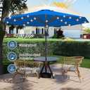 9FT Patio Umbrella with Solar Lights,Outdoor Market Umbrella with Tilt and Crank, LED Lighted Table Umbrella for Garden,Deck,Backyard,Pool,Beach (Royal blue)