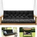 Porch Swing Cushions,Outdoor Cushions 3 Seater Replacement with Backrest, Waterproof Thickened Bench Cushion with Ties for Porch, Patio,Outdoor, Backyard and Garden (Black 60 * 40 in)