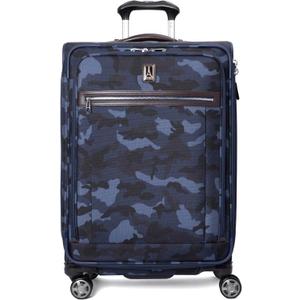 Travelpro Platinum Elite Softside Expandable Checked Luggage, 8 Wheel Spinner Suitcase, TSA Lock, Men and Women, Navy Camouflage, Checked Medium 25-Inch