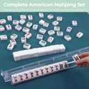 American Mahjong Tile Set, 166 Pcs Mahjong Game Set Including 166 Engraved Tiles, Mat, Pusher Racks, Money Chips, Dice, and Storage Bags for Family Gatherings, Parties, Outdoors (Green), 1.2 x 0.8 x 0.6 in