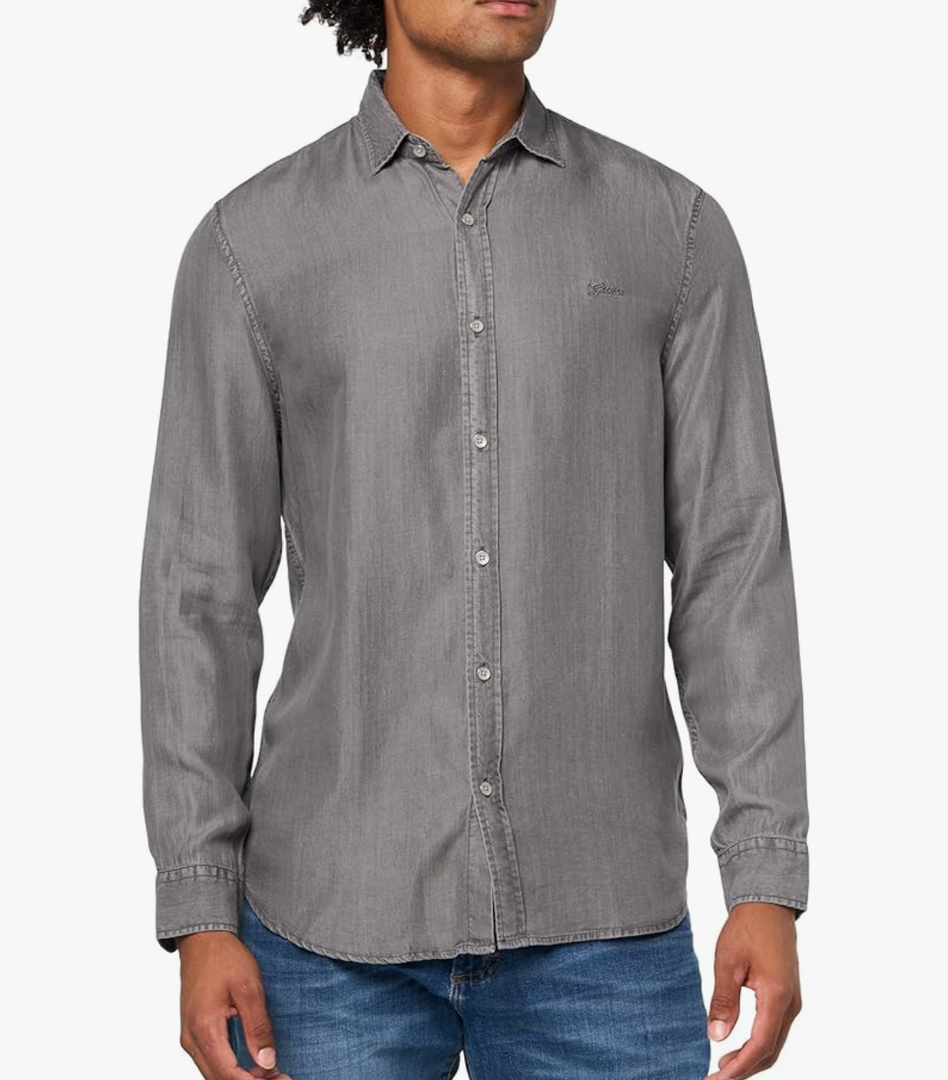 GUESS Men's Ls Sunset Tencel Indigo Shirt XL