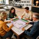Lavender Butterfly Floral Mahjong Mat for Table with Rules | 31.5x31.5 Inch; waterproof neoprene surface, non-slip backing, printed guide for easy purple cottage garden mahjong play