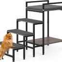 Dog Window Perch Dog Steps for High Beds and Couch, 22''H Non-Slip Stairs for Small Medium Cats, 4 Steps Pet Bunk Bed with Stair, Sturdy Frame