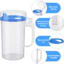 Newtay 6 Pack Early Learning Kids Easy Pouring Mini Pitchers Clear Plastic Pitcher with Lid and Handle Easy Pour Bottles 16 Oz. Jugs with Lids for Classroom Nursery Home (Blue)