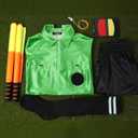 Soccer Referee Jersey, 7PCs Soccer Referee Kit, Referee Cards, Whistle, Socks, Flags, Soccer Referee Costume for Adult (Green, S)