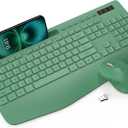 Wireless Keyboard and Mouse Combo - Full-Sized Ergonomic Keyboards with Wrist Rest, Phone Holder, Sleep Mode, Silent 2.4GHz Cordless Combo for Computer, Laptop, PC, Mac, Windows -Trueque (1 PACK)