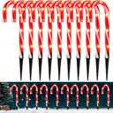 Christmas Candy Cane Pathway Markers Lights, Candy Canes Lights Outdoor, 10 inch Set of 10 Pack Christmas Candy Cane Lights Decorations Yard Candy Cane Pathway Lights, Lighted Candy Cane Decor Garden