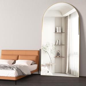 Arched Full Length Mirror Standing Mirror with Stand 78 x 38 Large Wall Mirrors Gold Hanging Standing or Leaning Against The Wall for Bedroom Entryway