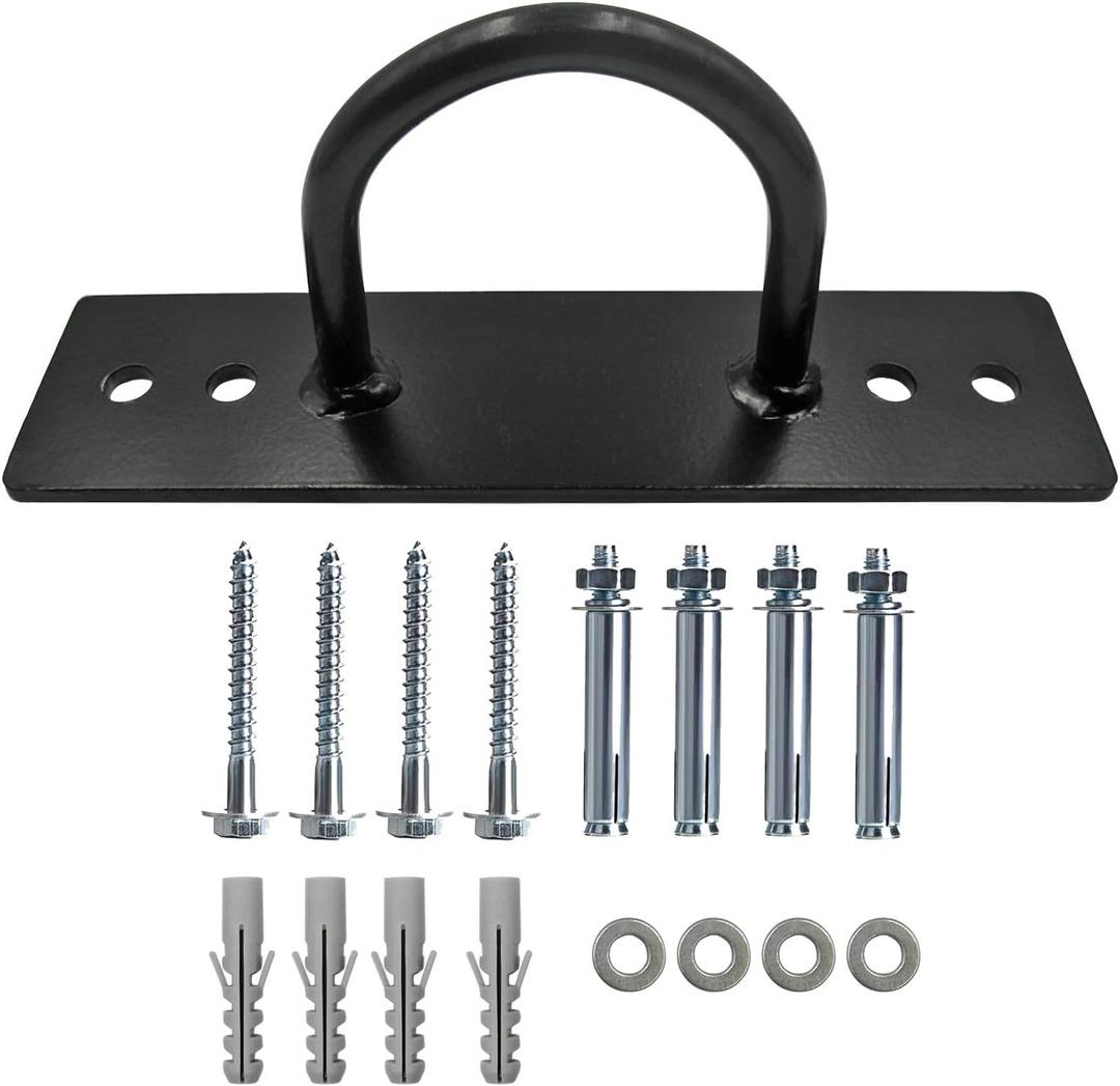 Battle Ropes Anchor, Battle Rope Wall Ceiling Mount Kit Bracket Hook for Suspension Straps Crossfit Gymnastic Rings, Body Weight Strength Training Systems, Yoga Swings Hammocks, Boxing Equipment (1 set Black)