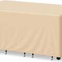 Tangkula Patio Furniture Covers, Outdoor Table Cover Waterproof with Padded Handle & Click-Close Straps, Air Vent, Heavy Duty PU, Rectangle Patio Cover for Outdoor Furniture, 90" W x 50" D x 32" H