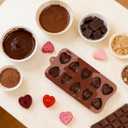 3PCS Heart Chocolate Molds Set, 10-Design DIY Silicone Molds for Valentine's Day & Mother's Day, Love Rose Non-Stick Baking Molds for Chocolate, Candy, Gummy, Ice Cubes, Fondant, Cake Decorating