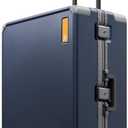 LEVEL8 Zipperless Large Suitcase with Wheels Checked Luggage 28 Inch, Aluminum Frame Suitcase Hard Shell Luggage with Tsa Locks, Blue