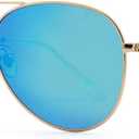 JOOX Polarized Aviator Sunglasses for Women Men, UV400 Protection Lens and Lightweight Metal Pilot Frame (Shiny Gold/Blue Mirror)