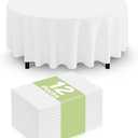Smiry Disposable Table Cloth 10 Pack, 84 Inch Round Waterproof Plastic Tablecloth, Decorative Rectangle Table Covers for Party, Birthday, Picnic, White