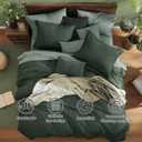 Monbix California King Comforter Set - 7 Pieces Cationic Dyeing Deep Forest Bed in a Bag Cal King Bed Sets with Comforter, Sheets, Pillowcases & Shams, Reversible Bedding Comforters Sets