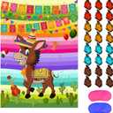 ASTARON Pin The Tail on The Donkey Mexican Donkey Game with 24pcs Tail Stickers for Cinco De Mayo Party, Mexican Party Fiesta Themed Party, Kids Birthday Supplies