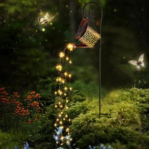 Honoson Watering Can with Lights Outdoor Garden Fairy Decor Water Can Solar Hanging Lantern Landscape Sprinkle Waterproof Twinkle LED Decorative Gift for Yard Lawn Patio Pathway(Classic Style)