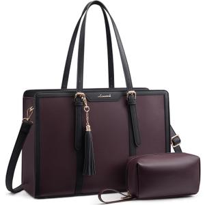LOVEVOOK Laptop Bag for Women 17.3 inch Lightweight PU Laptop Tote Bag, Large Capacity Computer bag with Clutch Purse for Business, Work, Office, Travel, School,Casual