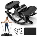 Rock Stepper, Side to Side Lateral Rocking Exercise Machine for Home Workout, Low-Impact Lateral Stair Stepper with Resistance Bands & LCD Monitor, 250 LBS Capacity Fitness Equipment (Pink)