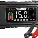 PZP 15-Amp 12V/24V Smart Battery Charger, Maintainer & Trickle Charger for LiFePO4, Lead Acid Batteries - Fully Automatic 9-Stage Charging w/Temp Compensation for Motorcycle Car Truck Lawnmower Boat (Black)