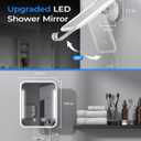 Gospire Heated Shower Mirror Fogless for Shaving with Light, 5000mAh Rechargeable Battery, Detachable Suction Cup and Razor Holder for Wall, NO-Drilling, Removable, Waterproof for Bathroom - White