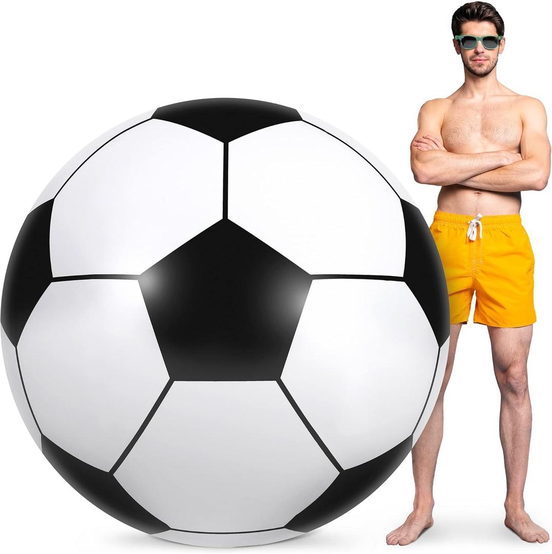 Elcoho 60 Inch Inflatable Beach Ball Jumbo Inflatable Soccer Ball Pool Party Decoration Toy Beach Toy for Water Sports Games Party Supplies Family Gathering