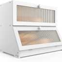 Bread Box for Kitchen Countertop: Bamboo Bread Storage Container for Homemade Bread, 2 Layer Breadbox, Large Bread Keeper Holder, White