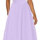Kaximil Women's Square Neck Sleeveless A Line Maxi Dress Smocked Ruffle Flowy Casual Long Dresses (Purple, S)