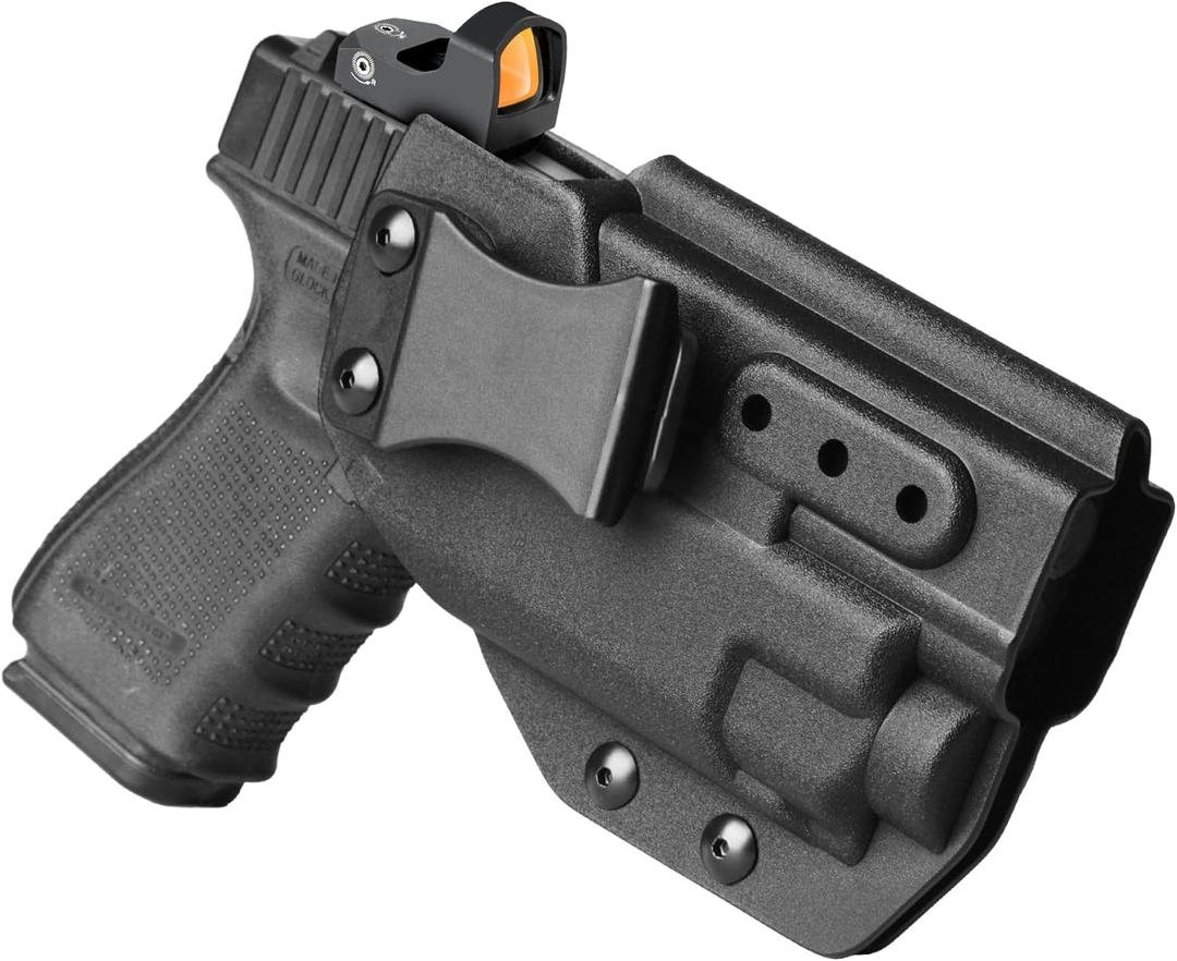IWB Kydex Light Bearing Holster for Glock 19 Gen5 with Streamlight TLR-8, Friction Retention Level I Holder, Optic Cut Fit Red Dot Sight, Black