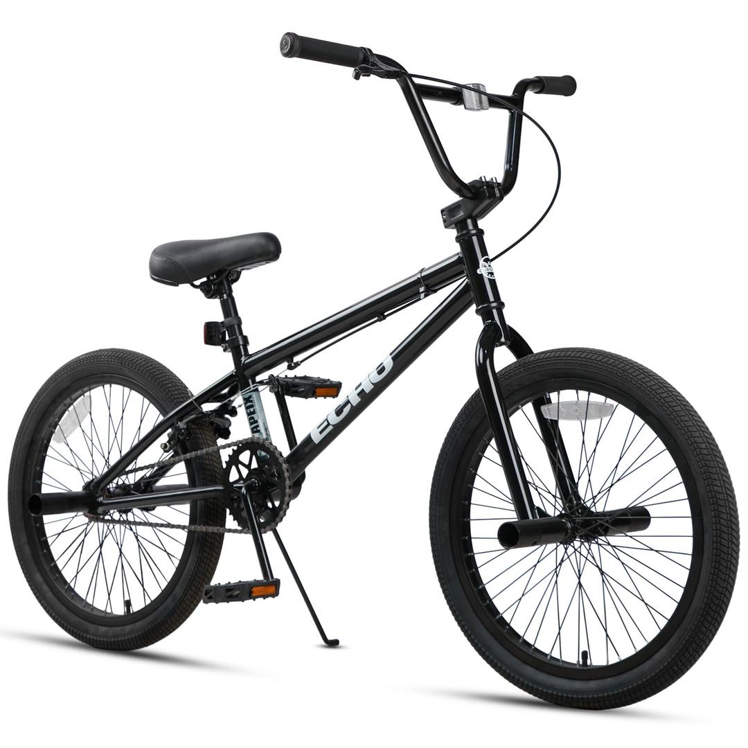 cubsala Echo 24 Inch Beginner BMX Bike for Boys Girls, Black & Black