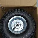 (2 Pack) RRQ 10 Inch Pneumatic Wheel 4.10/3.50-4 Tire, 10" Pneumatic Wheels with 5/8" Bearings,2.2" Offset Hub for Garden Cart, Hand Truck, Lawn Cart, Mower