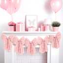 Large Pink Bow Garland Banners for Coquette Birthday Party Decorations-Bow Themed Birthday Decor for Baby Shower Bridal Shower Bachelorette Party Wedding Favors Supplies (Pink)