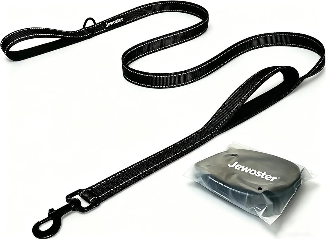 Heavy Duty Dog Leash - 2 Handles by Padded Traffic Handle for Extra Control, 6foot Long - Perfect for Medium to Large Dogs (6 ft, Black)