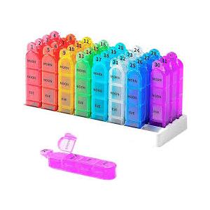 Zoksi Pill Organizer 4 Times a Day, BPA Free Weekly Travel Pill Boxï¼ŒDaily Pill Case with 28 Compartments to Hold Medicine, Vitamin and Supplement(White)